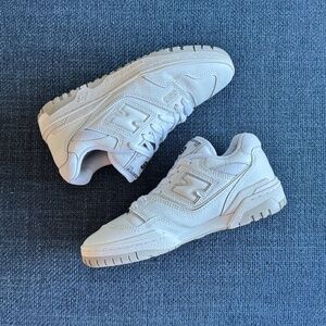 New Balance 550 Triple White Leather Sneakers (Men's 7 / Women's 8.5)